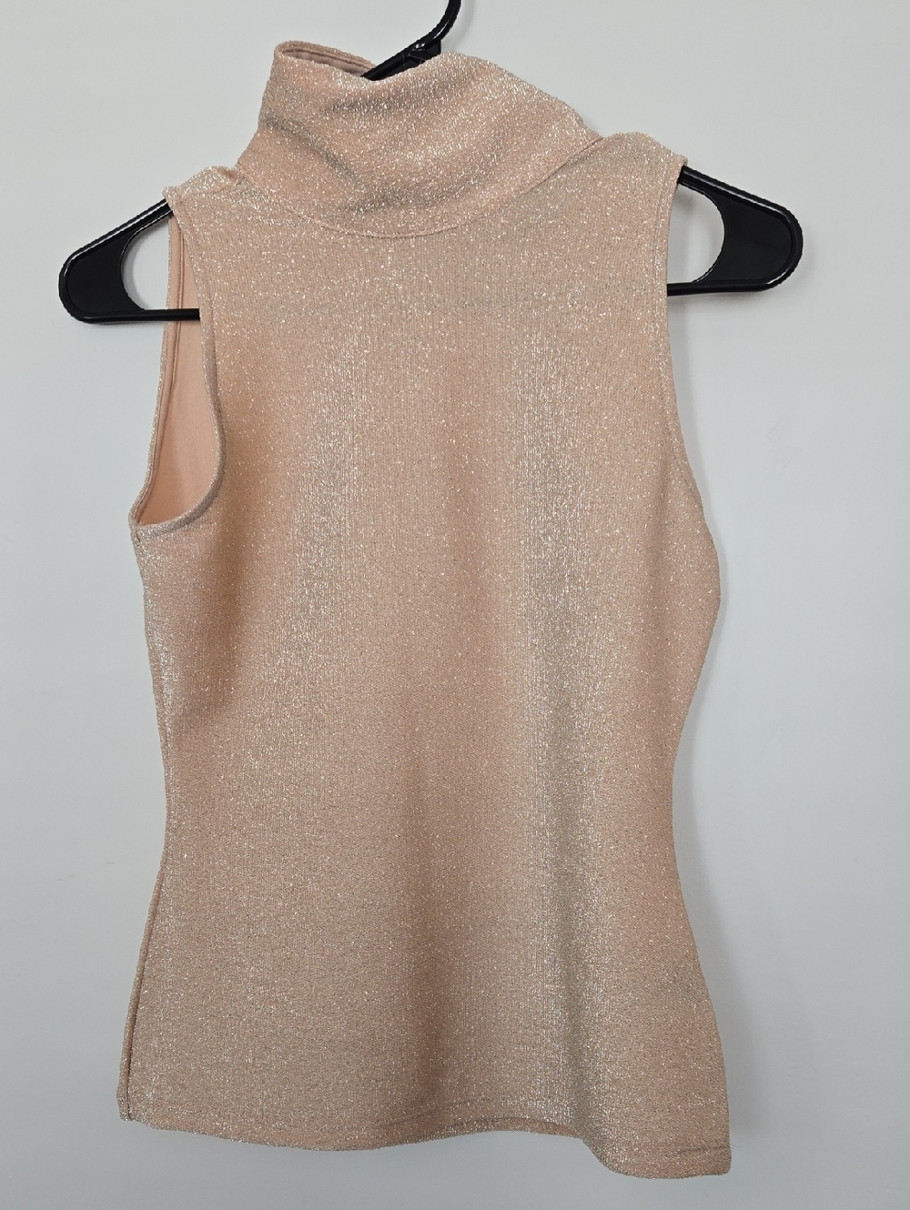 Boston Proper Nude Sparkle Sleeveless Mock Neck Tank